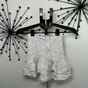 Garage Floral Smocked Ruffle Skirt White Blue Size S